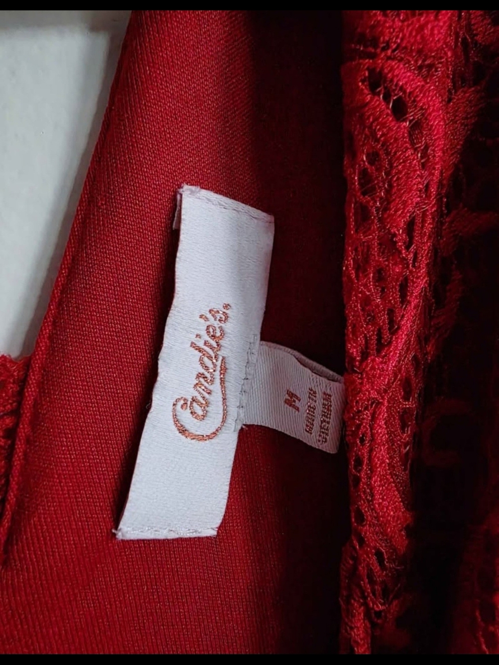 Candie's Red Lace Midi Dress with Scoop Neck - Picture 2 of 5